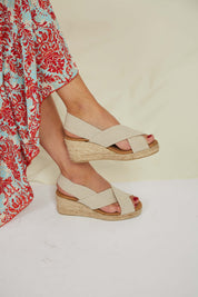 Sandales végétaliennes en lin et jute élastiques