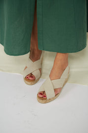 Sandales végétaliennes en lin et jute élastiques