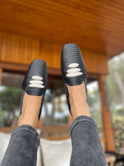 Mocassin Casablanca en raphia noir