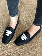 Mocassin Casablanca en raphia noir