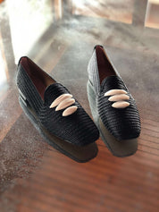 Mocassin Casablanca en raphia noir