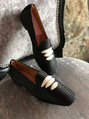 Mocassin Casablanca en raphia noir