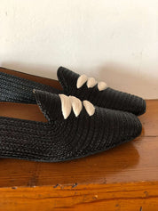 Mocassin Casablanca en raphia noir