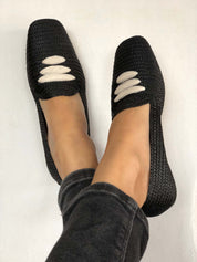 Mocassin Casablanca en raphia noir
