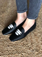 Mocassin Casablanca en raphia noir