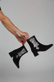 Bottes élastiques argentées