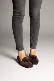 Mocassin en velours côtelé marron