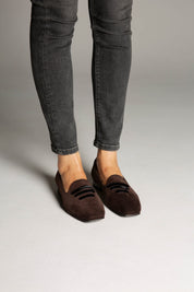 Mocassin en velours côtelé marron