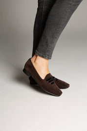 Mocassin en velours côtelé marron