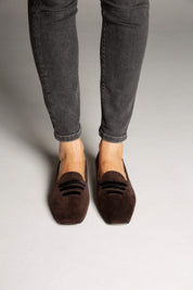 Mocassin en velours côtelé marron