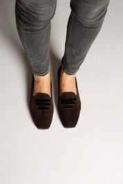 Mocassin en velours côtelé marron