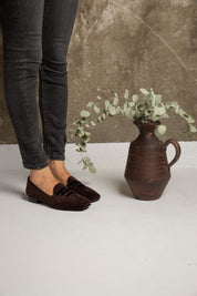 Mocassin en velours côtelé marron
