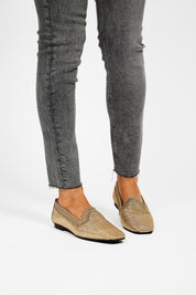 Mocassins NY métallisés dorés