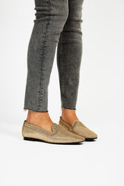 Mocassins NY métallisés dorés