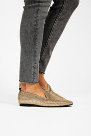 Mocassins NY métallisés dorés