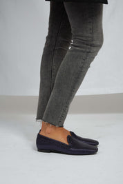 Mocassins NY bleu océan métallisé