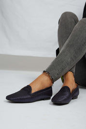 Mocassins NY bleu océan métallisé