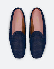 Mocassins NY bleu océan métallisé