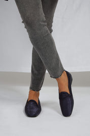 Mocassins NY bleu océan métallisé