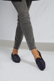 Mocassins NY bleu océan métallisé