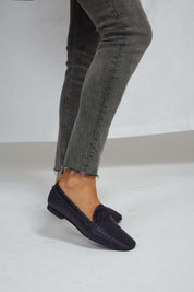 Mocassins NY bleu océan métallisé