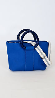Momoc Tabarca blue cotton handbag with adjustable crossbody strap vegan sustainable | Momoc Shoes Spain