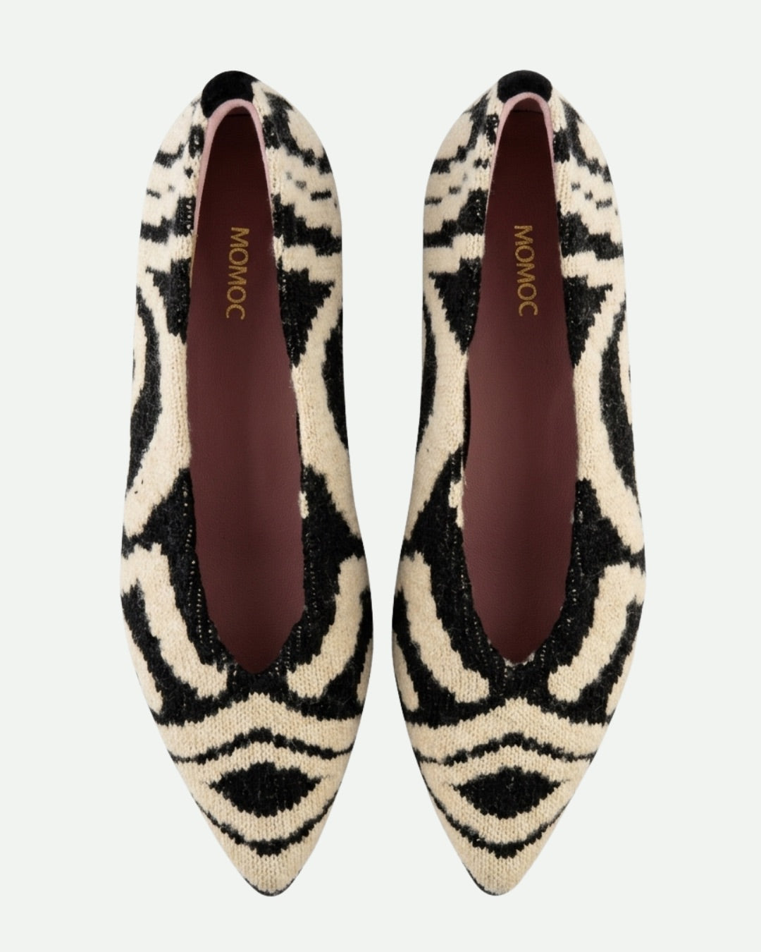 Budapest Black Knit Ballet Flats front view | Momoc Shoes