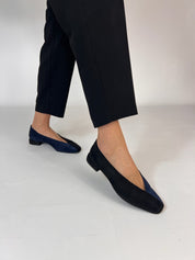 Black and Navy Blue Two-Tone Ballet Flats