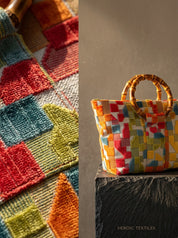 Momoc Frigiliana Mosaic Bamboo bag detail fabric vegan Spain | Momoc Shoes Spain