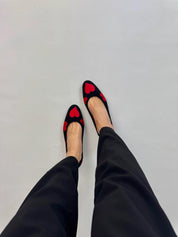 Red Heart flats top view feet white background | Momoc Shoes