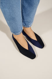 Two-tone Black/Navy Blue Ballerinas