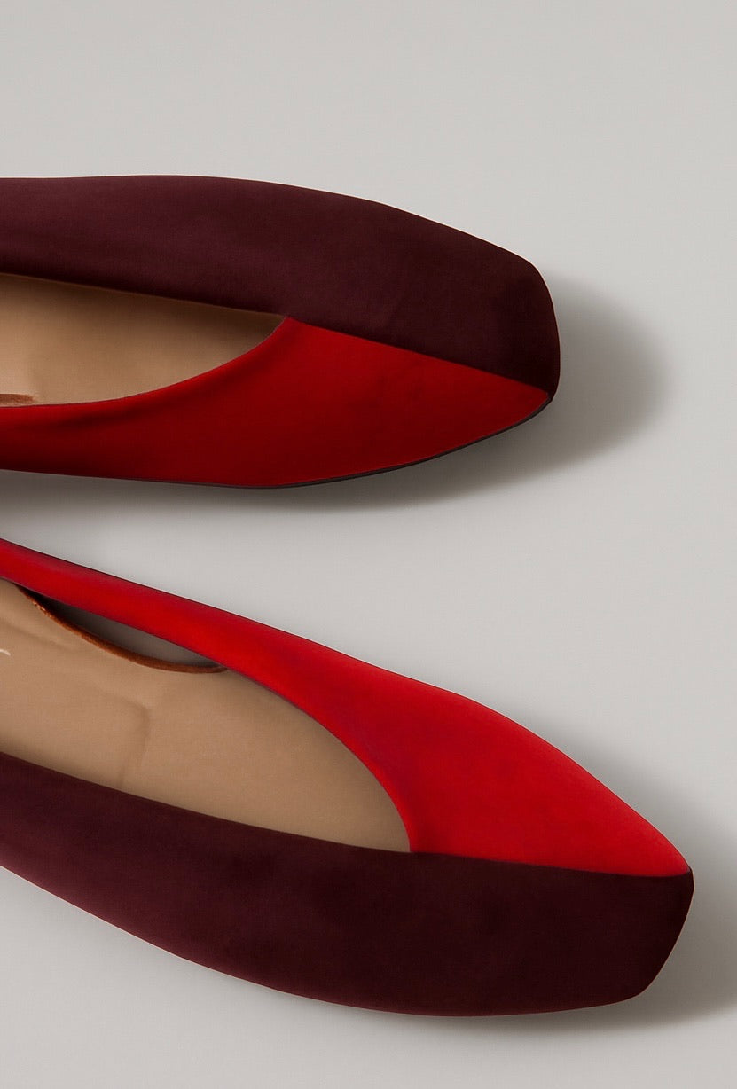 Two-tone Red/Burgundy Ballerinas