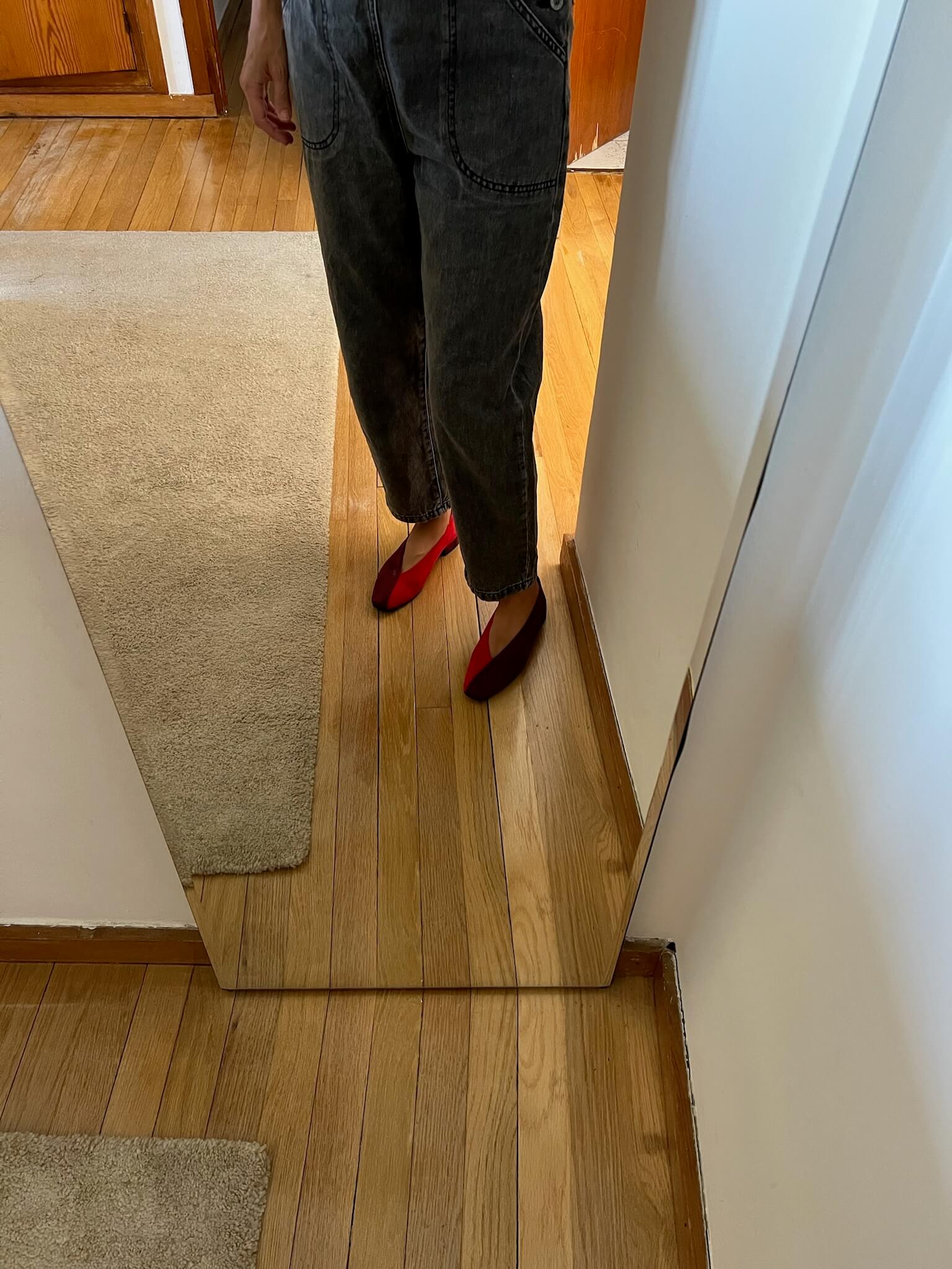 Ballerines bicolores rouge/bordeaux