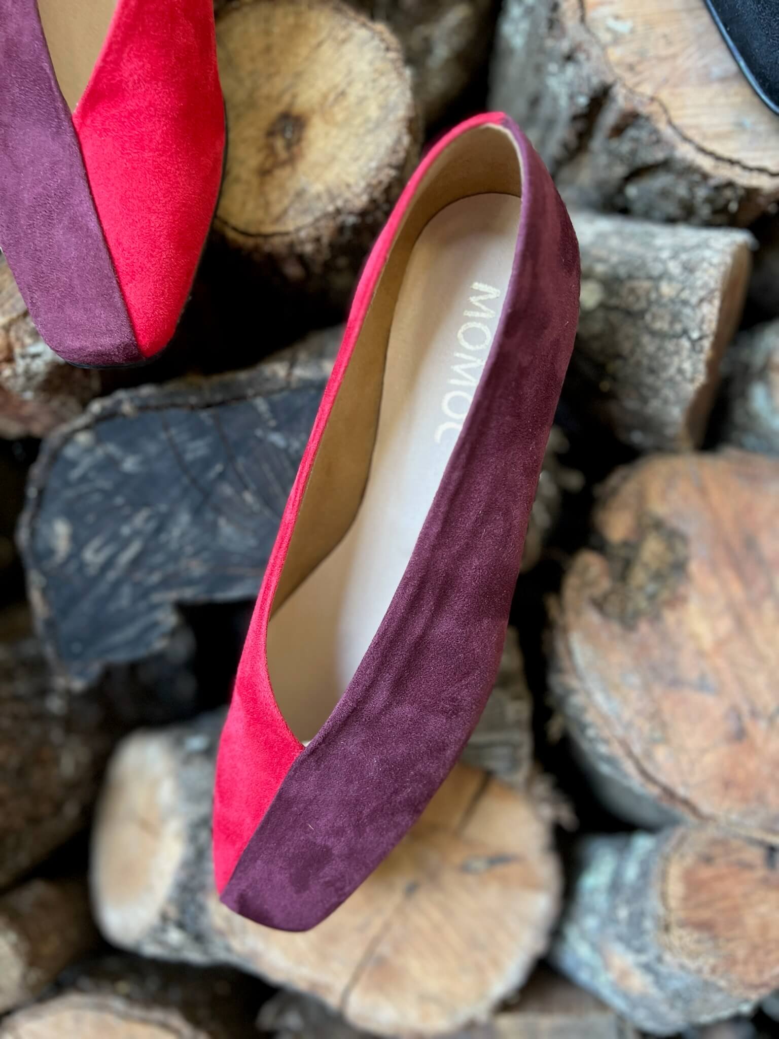 Ballerines bicolores rouge/bordeaux