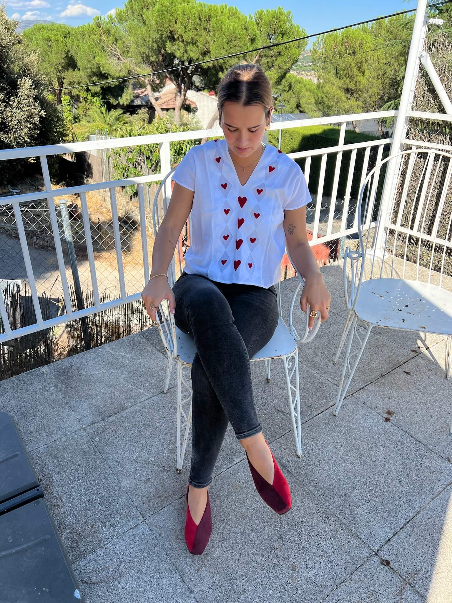 Ballerines bicolores rouge/bordeaux