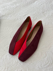 Ballerines bicolores rouge/bordeaux