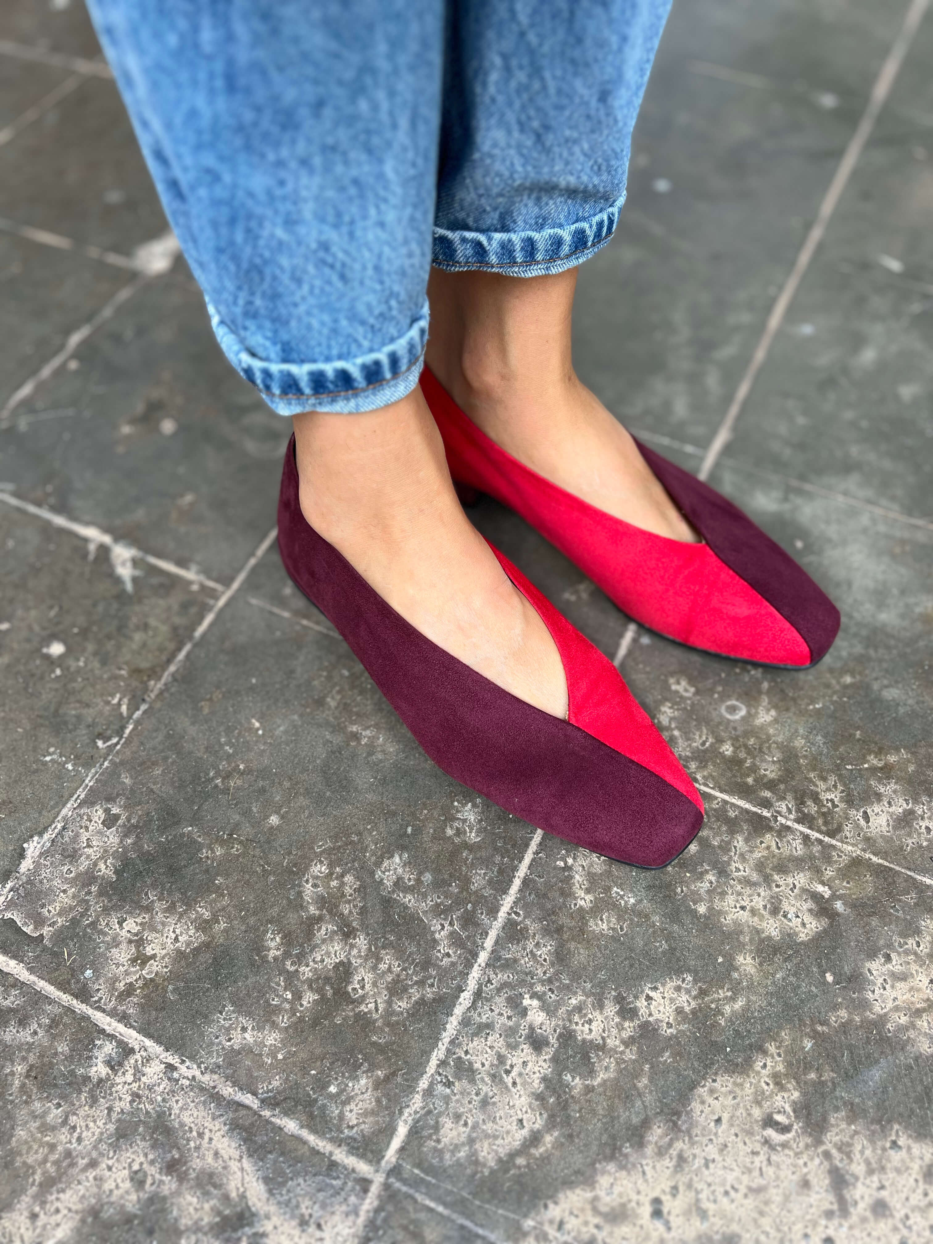 Two-tone Red/Burgundy Ballerinas
