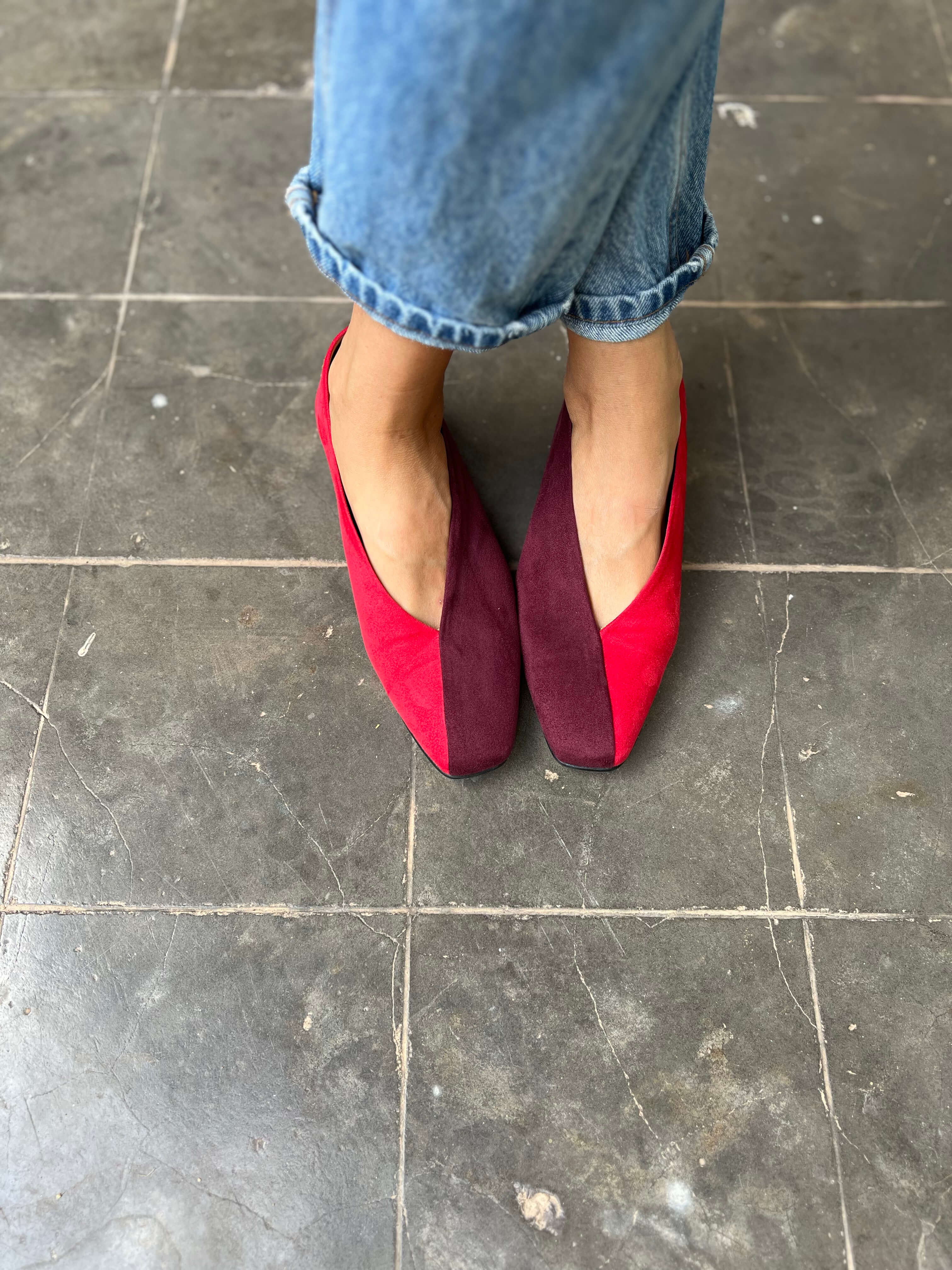 Two-tone Red/Burgundy Ballerinas