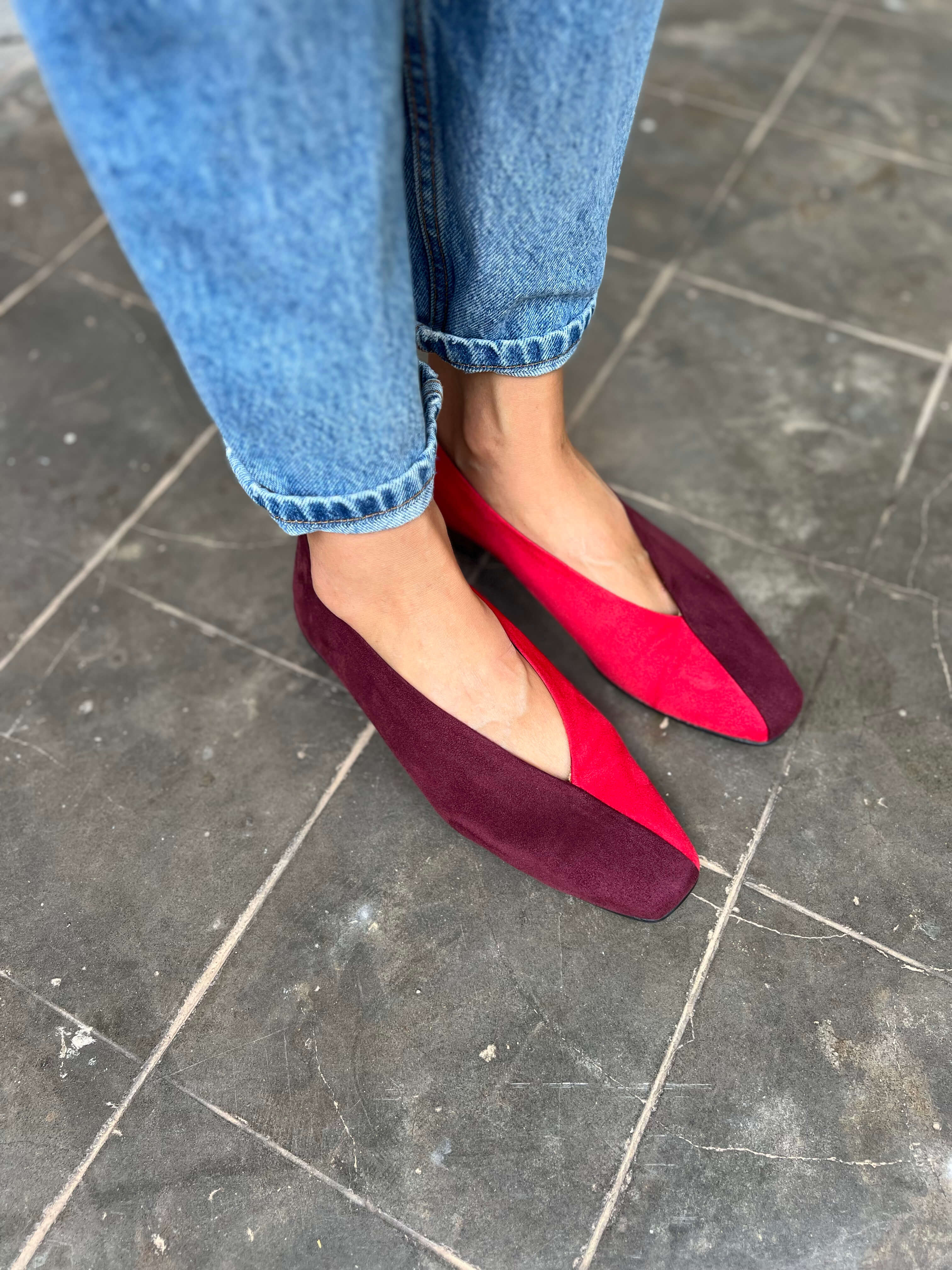 Two-tone Red/Burgundy Ballerinas
