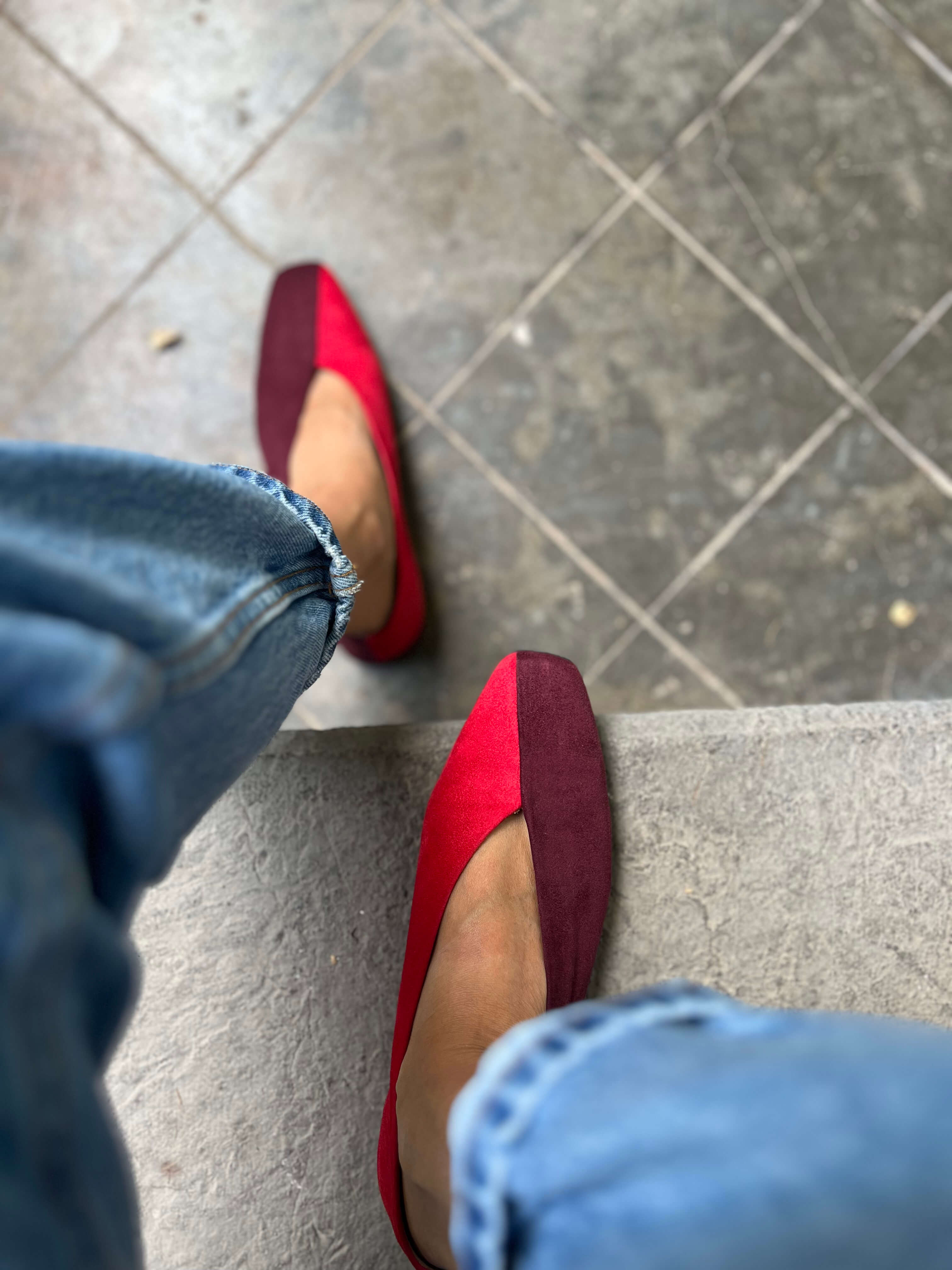 Two-tone Red/Burgundy Ballerinas
