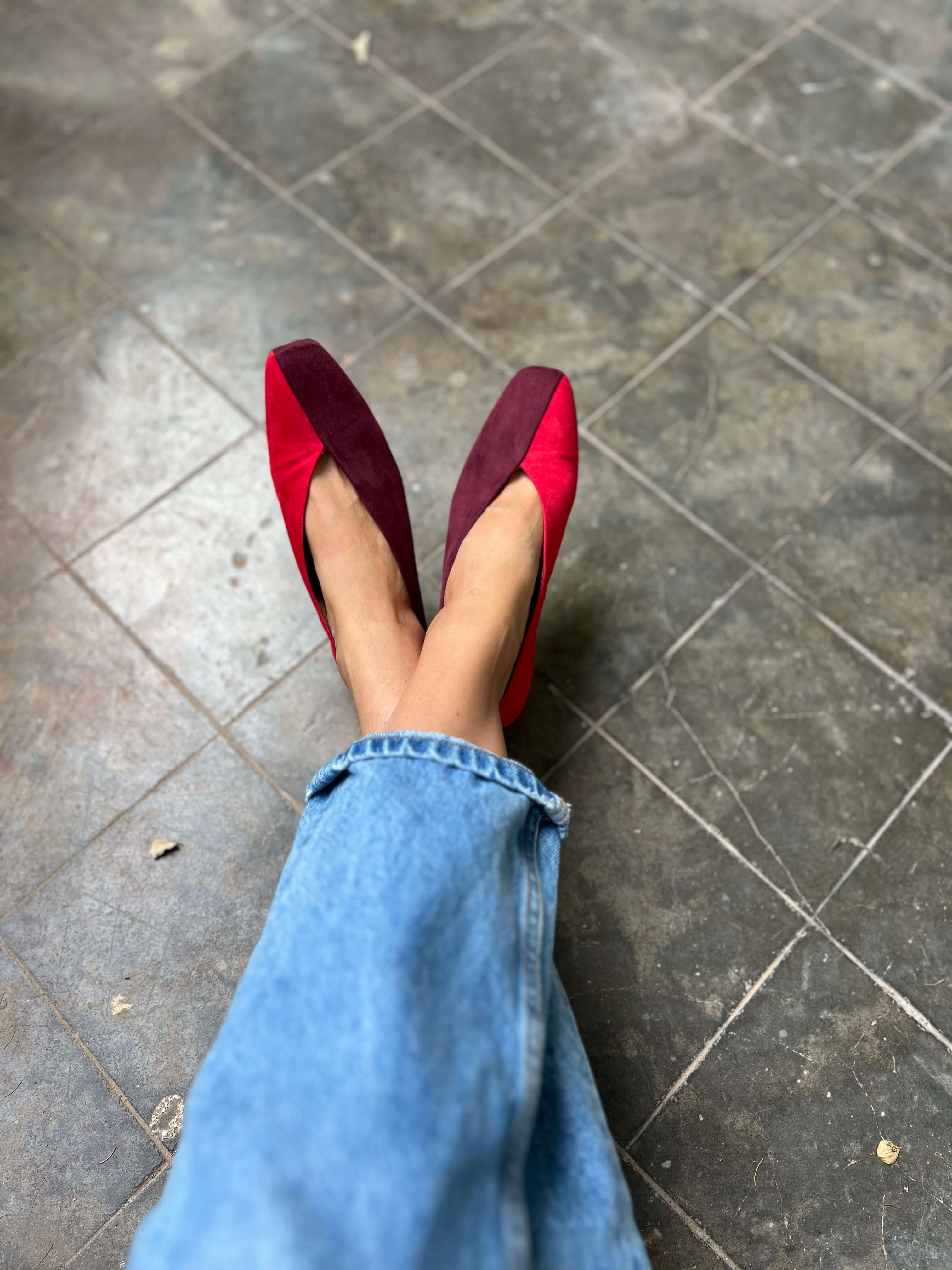 Two-tone Red/Burgundy Ballerinas