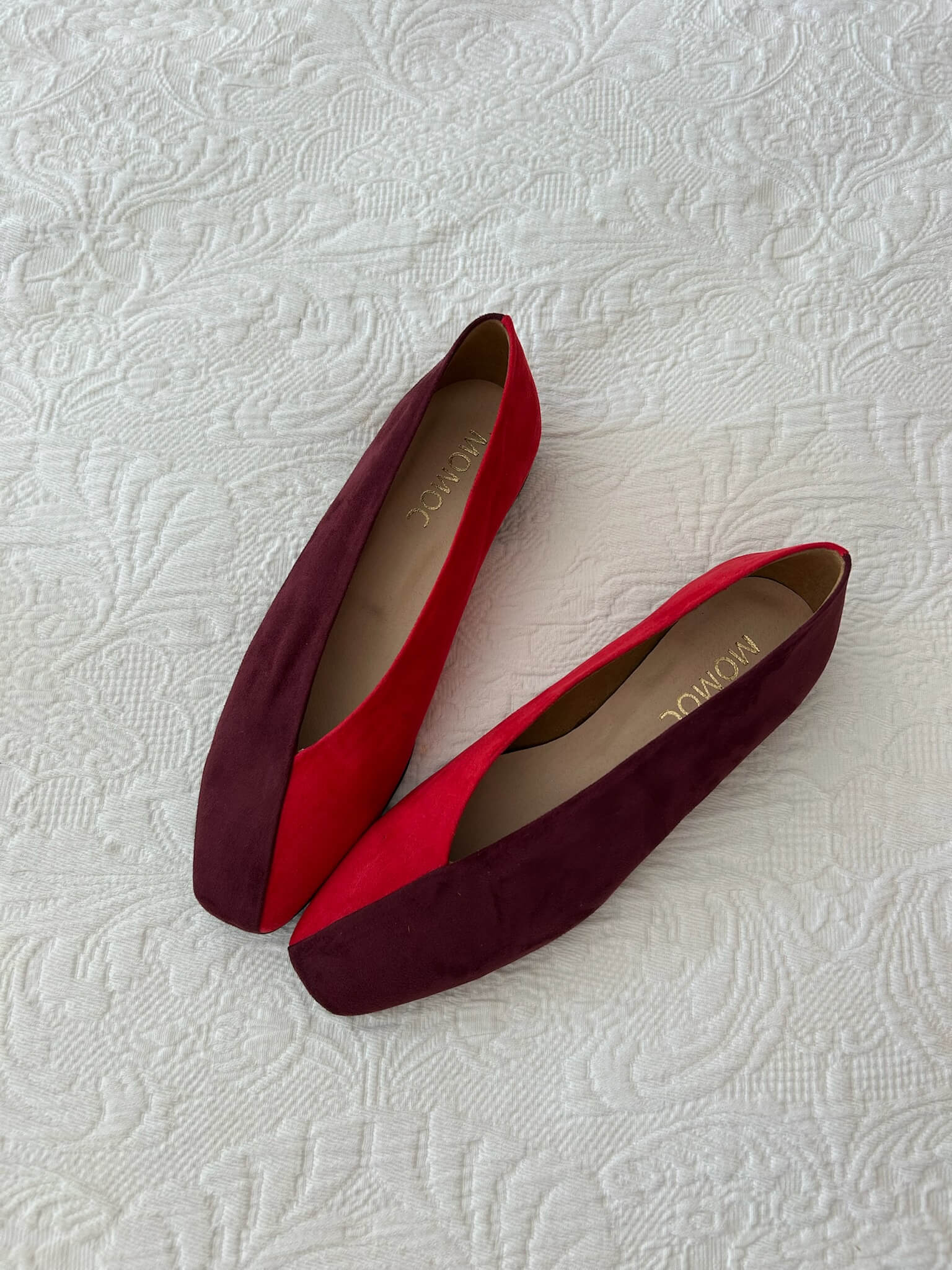 Ballerines bicolores rouge/bordeaux