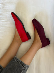 Ballerines bicolores rouge/bordeaux