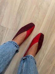 Ballerines bicolores rouge/bordeaux