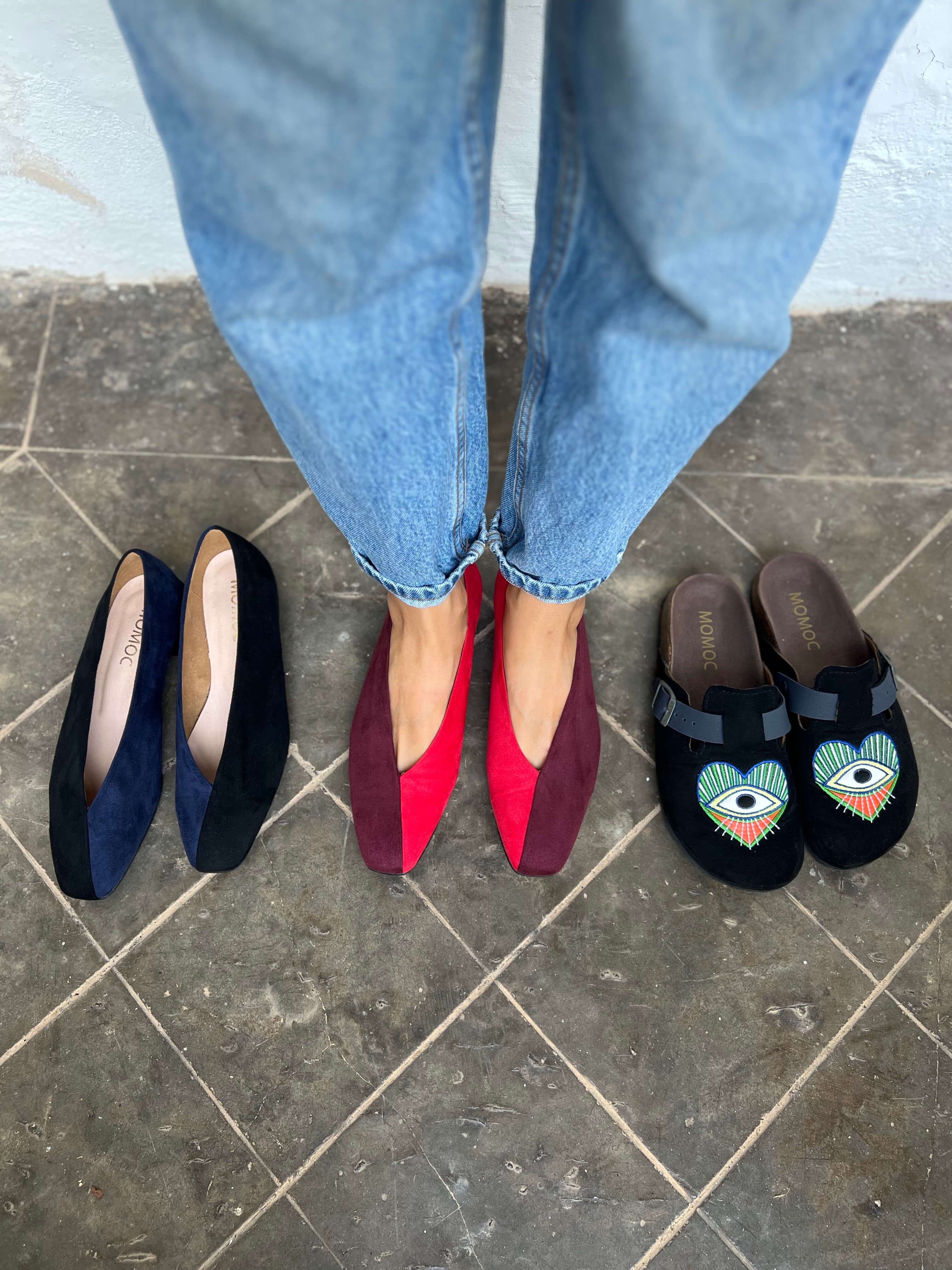 Two-tone Red/Burgundy Ballerinas