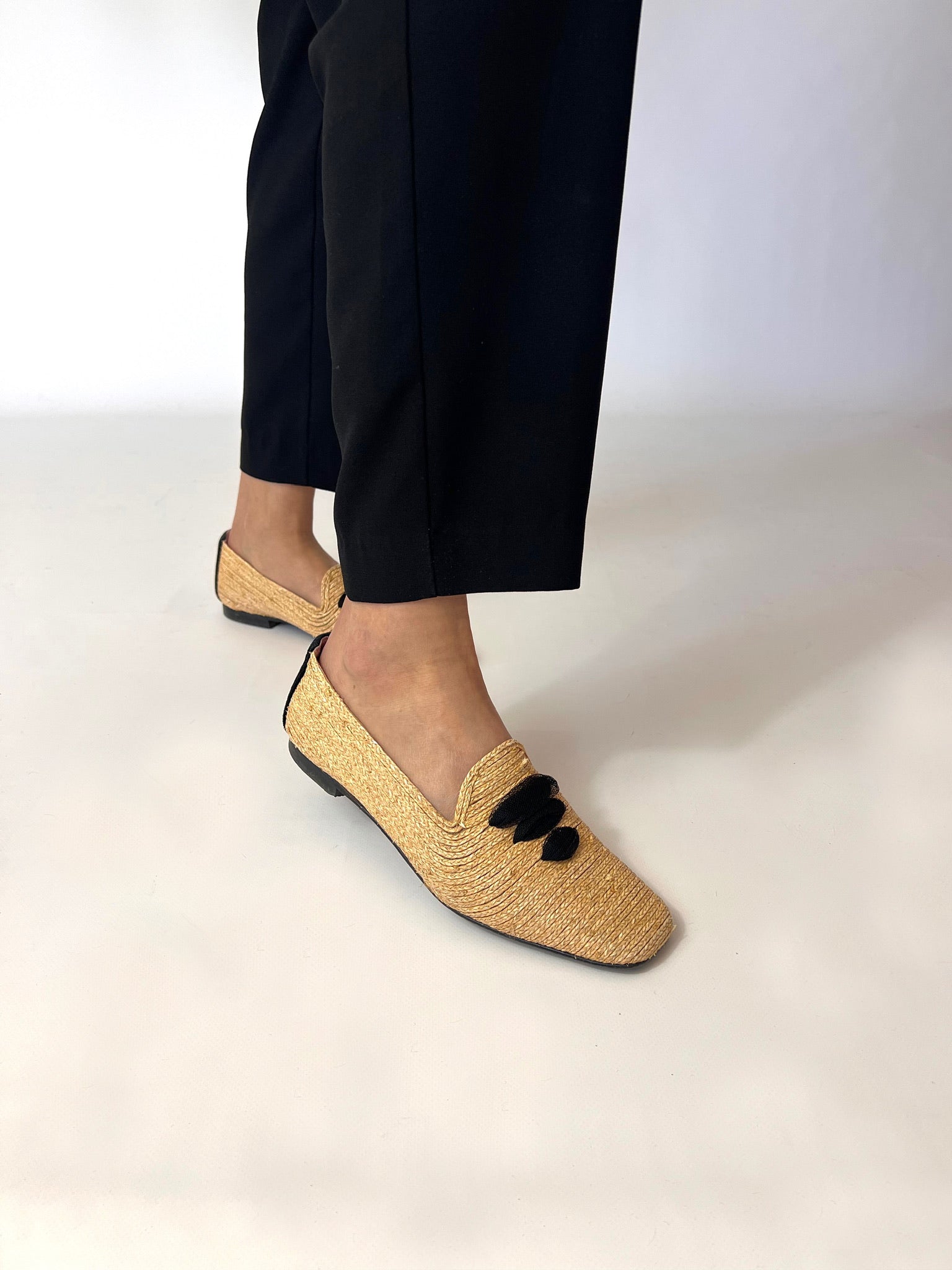 Casablanca Raffia Loafer worn front view | Momoc Shoes