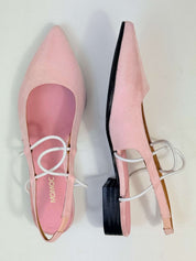 Momoc Menorca pink pastel sandals pair side view white background sustainable handmade Spain | Momoc Shoes Spain