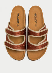 Momoc Biar terracotta braided cord sandals top view natural jute edging cork platform zero waste Spain | Momoc Shoes
