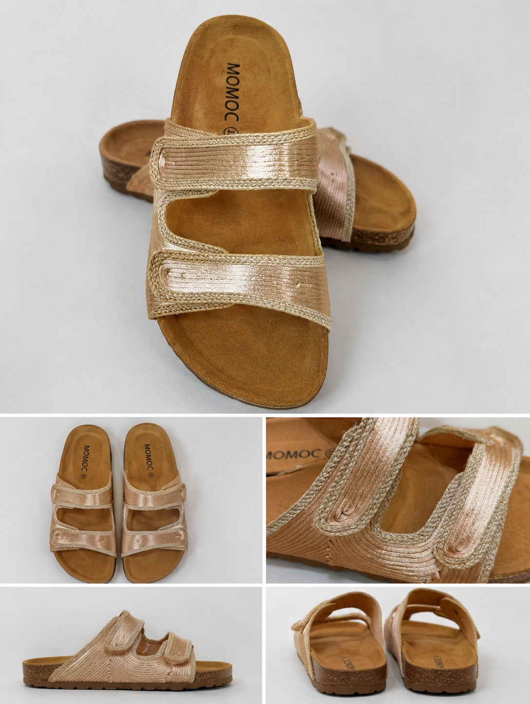Momoc Biar wheat braided sandals styled multiple angles jute edging detail vegan handmade | Momoc Shoes