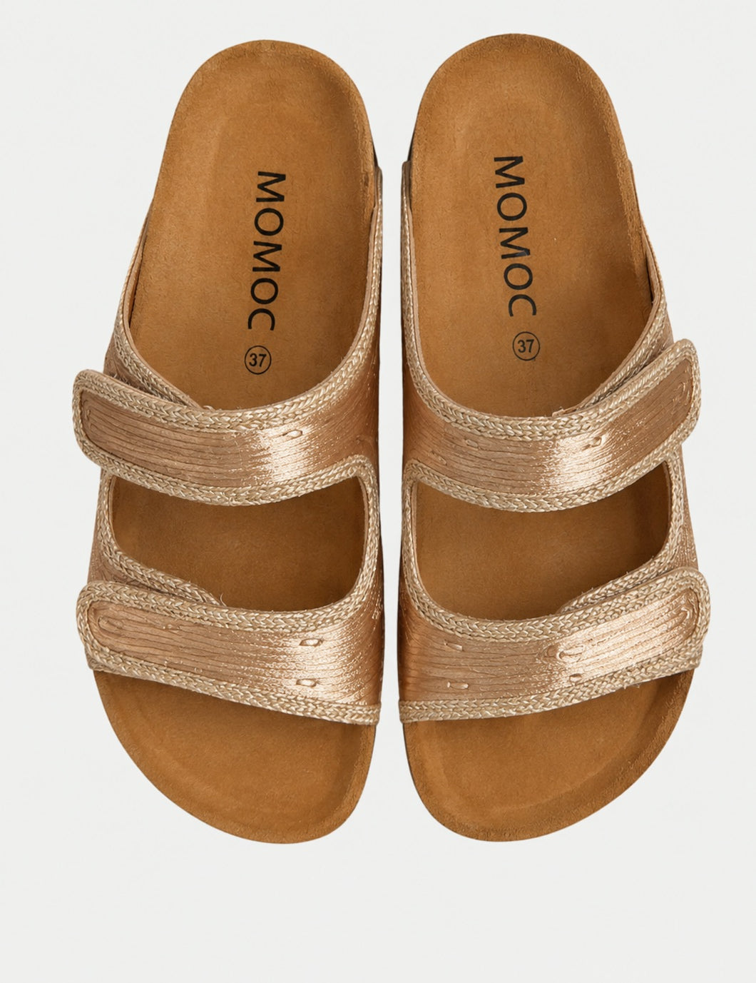 Momoc Biar wheat braided cord sandals top view natural jute edging cork platform zero waste Spain | Momoc Shoes